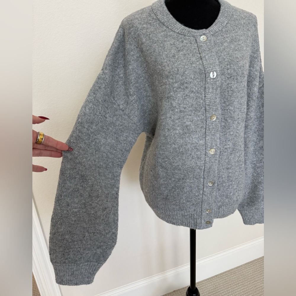NWOT Cozy Gray Button-Up Cardigan Sweater | Size Medium - Picture 2 of 7